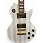 Used Rafferty LP Style Blue White Stripes Solid Body Electric Guitar Blue White Stripes