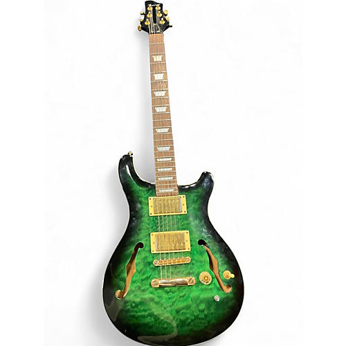 Used Raven SEMI HOLLOW Green Hollow Body Electric Guitar Green
