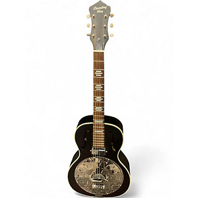 Used Recording King RPH R2 RESONATOR Black and Silver Acoustic Electric Guitar