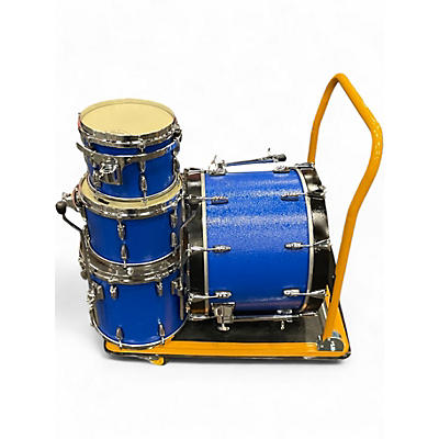 Used Remo 3 Piece GOLD CROWN FIBERGLASS Blue Drum Kit