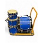 Used Remo 3 Piece GOLD CROWN FIBERGLASS Blue Drum Kit Blue