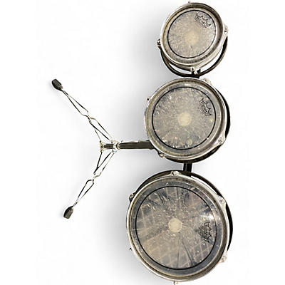 Used Remo 3 Piece Rototom Black and Silver Roto Toms