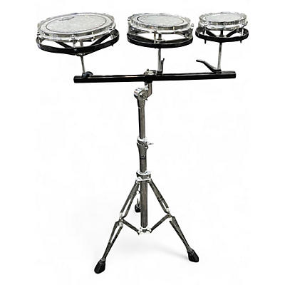 Used Remo 3 Piece Rototom Black and Silver Roto Toms
