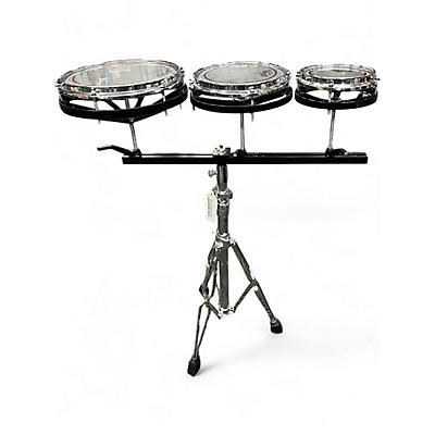 Used Remo 3 Piece Rototom Metallic Black Roto Toms