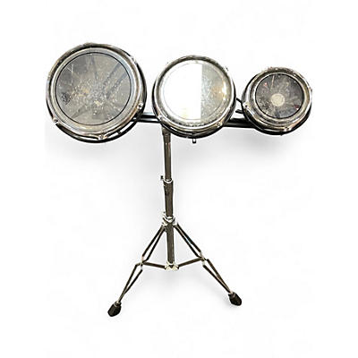 Used Remo 3 Piece Rototoms Clear Acoustic Drum Pack