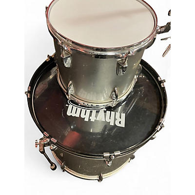 Used Rhythm Art 5 Piece Drum Set Silver Drum Kit