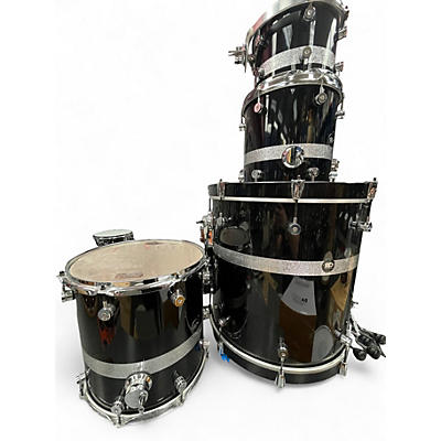 Used Risen 4 Piece 4 Piece Black and Silver Drum Kit