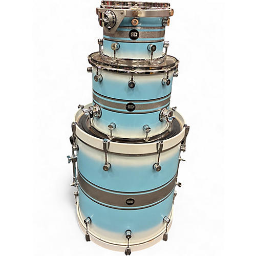 Used Risen Drums 3 Piece Custom Shell Pack Blue and Silver Drum Kit Blue and Silver