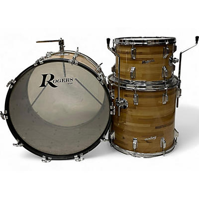 Used Rogers 3 Piece 1969 Drum Set Natural Drum Kit