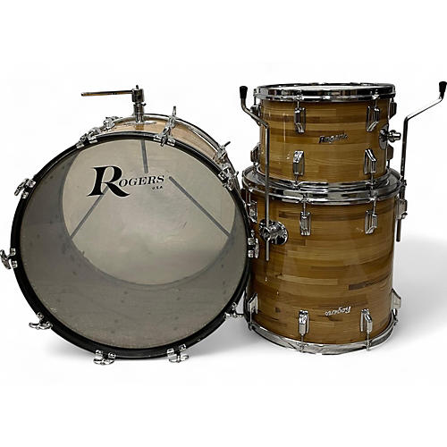 Used Rogers 3 Piece 1969 Drum Set Natural Drum Kit Natural