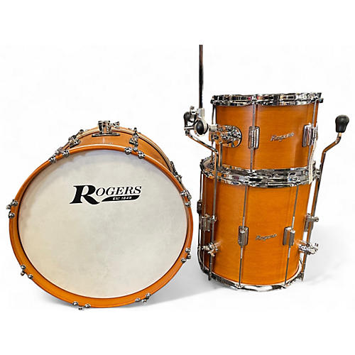 Used Rogers 3 Piece Towers Kit Satin Fruitwood Drum Kit Satin Fruitwood