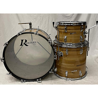 Used Rogers 3 piece 1969 Drum Set Natural Drum Kit