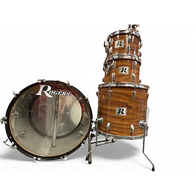 Used Rogers 4 Piece "Londoner" Butcher Block Koa Drum Kit