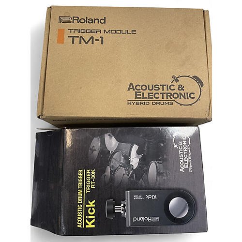 Roland Used Roland TM-1 Trigger module with RT-30K Acoustic kick Drum Trigger Acoustic Drum Trigger