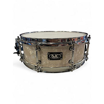 Used SJC Drums 13X5 Custom Snare Vintage White Pearl Drum