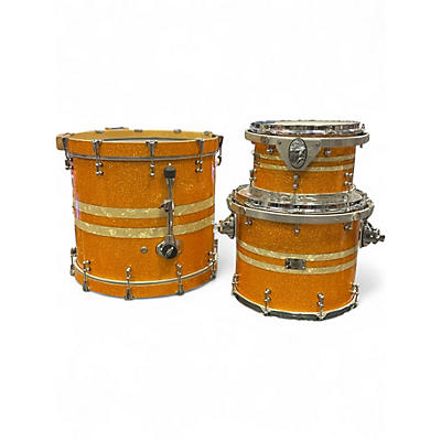 Used SJC Drums 3 Piece 2009 SJC DRUMS 3 PIECE CUSTOM MADE GOLD SPARKLE Orange Sparkle Drum Kit