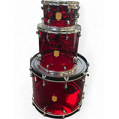 Used SJC Drums 3 Piece 3 Piece Custom Acrylic Red Acrylic Drum Kit