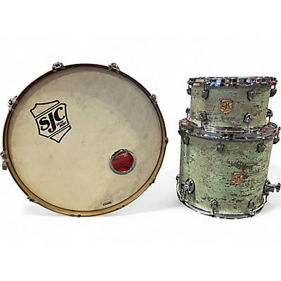 Used SJC Drums 3 Piece Heirloom Mahogany Shell Pack Dirty Mint Drum Kit