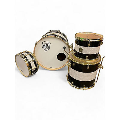 Used SJC Drums 4 Piece CUSTOM  Black and Silver Drum Kit