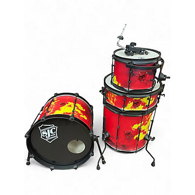 Used SJC Drums 4 Piece THE NED JOSH DUN Crimson Swirl Drum Kit