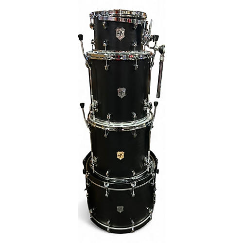 Used SJC Drums 4 Piece USA Custom Maple Black Onyx Drum Kit Black Onyx
