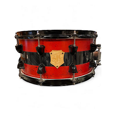 Used SJC Drums 7X14 Custom Snare red and black Drum