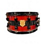 Used SJC Drums 7X14 Custom Snare red and black Drum red and black 17