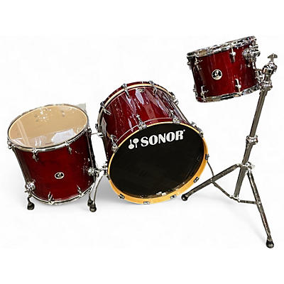 Used SONOR 3 Piece SESSION NORTH AMERICAN MAPLE WITH 200 SERIES TOM STAND CHERRY MAHOGANY Drum Kit