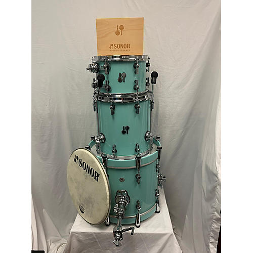 Sonor Used SONOR 3 piece SQ2 Heavy Beech Bop Porsche Blue Drum Kit Porsche Blue