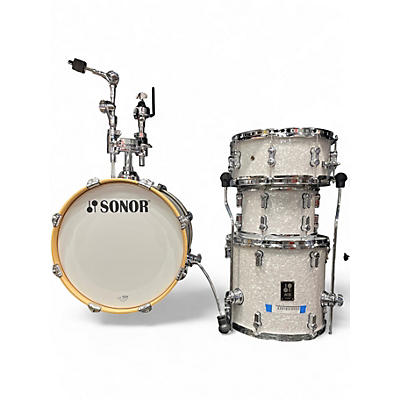 Used SONOR 4 Piece AQ2 SAFARI Pearl White Drum Kit