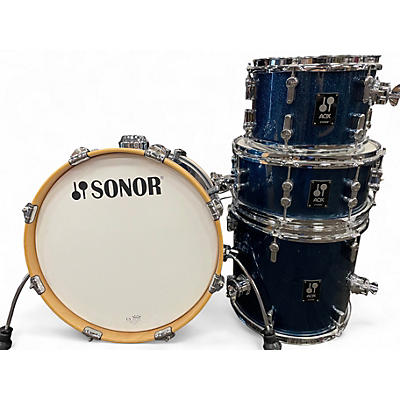 Used SONOR 4 Piece AQX Blue Drum Kit