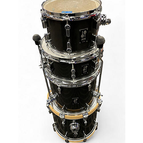 Used SONOR 4 Piece AQX JUNGLE Black Midnight Sparkle Drum Kit Black Midnight Sparkle
