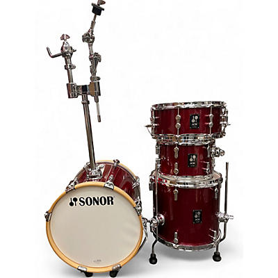 Used SONOR 4 Piece AQX Micro 4-Piece Drum Shell Pack red moon sparkle Drum Kit