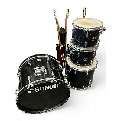 Used SONOR 4 Piece FORCE 507 Black Drum Kit