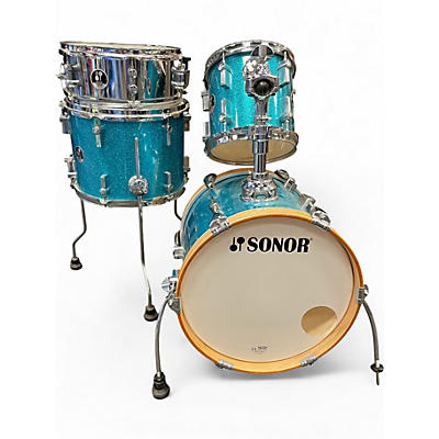 Used SONOR 4 Piece Martini Metallic Blue Drum Kit