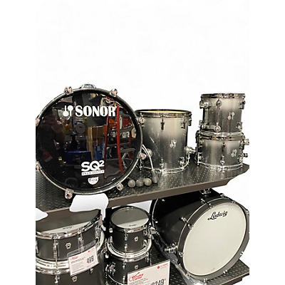 Used SONOR 4 Piece SQ2 Silver to Black Sparkle Fade Drum Kit