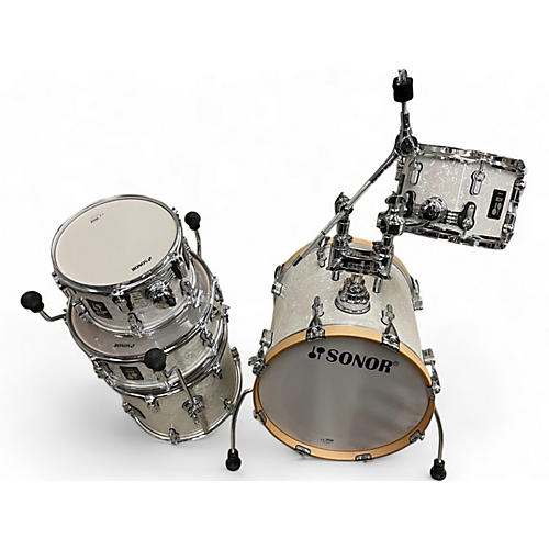 SONOR Used SONOR 4 piece AQ2 White Marine Drum Kit White Marine