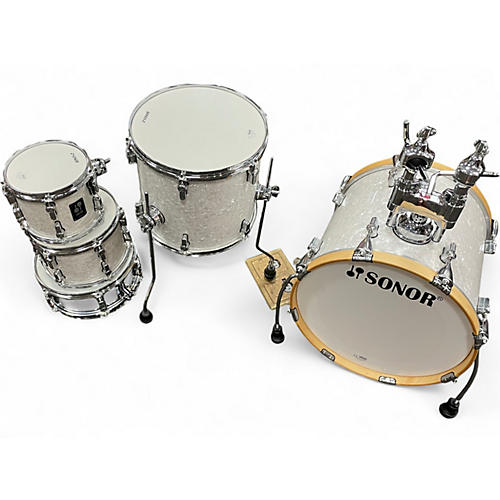 Used SONOR 5 Piece AQ2 White Pearloid Drum Kit White Pearloid