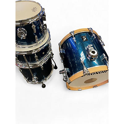 Used SONOR 5 Piece AQX OCEAN BLUE SPARKLE Drum Kit