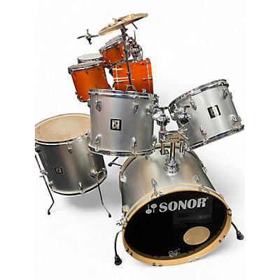 Used SONOR 5 Piece force 1001 Metallic Silver Drum Kit