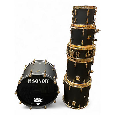 Used SONOR 6 Piece SQ2 MEDIUM MAPLE BLACK AND GOLD Drum Kit