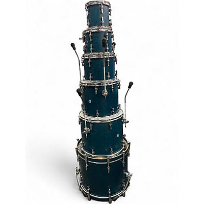 Used SONOR 6 Piece SQ2 Trans Blue Birdseye Drum Kit
