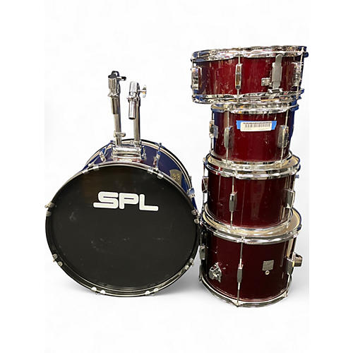 Used SPL 5 Piece KICKER Dark Red Drum Kit Dark Red