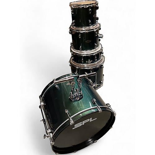 Used SPL 5 Piece Unity II Dark Green Sparkle Drum Kit Dark Green Sparkle