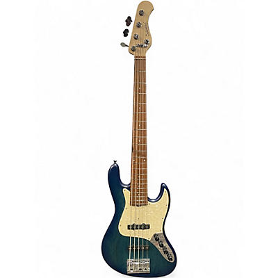 Used Sadowsky Guitars MetroLine 21-fret Vintage J/J Bass, Swamp Ash Body Ocean Blue Transparent Electric Bass Guitar