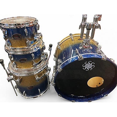 Used Sakae 4 Piece EVOLVED MAPLE BLUE TO GOLD SPARKLE FADE Drum Kit