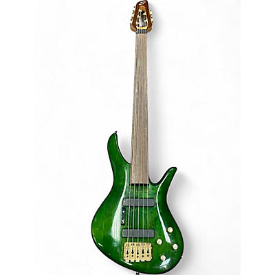 Samick Used Samick 5 String Fretless Emerald Green Electric Bass Guitar