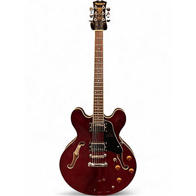 Used Samick SAN450 SEMI HOLLOW BODY ELECTRIC DOUBLE CUTAWAY  Burgundy Hollow Body Electric Guitar