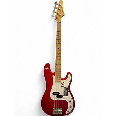 Used Samick lb11r Candy Apple Red Metallic Electric Bass Guitar