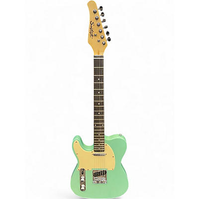 Used Sawtooth SINGLE CUT LEFT HANDED GREEN Solid Body Electric Guitar